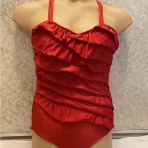 Albion Women's Red Ruffled One Piece